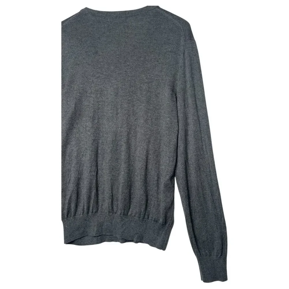 Banana Republic Sweater Mens L Silk Cashmere Luxury Blend V Neck Preppy Gray